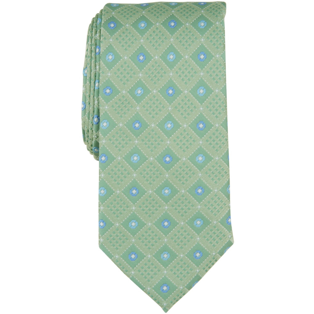 Perry Ellis Men Laytone Diamond Medallion Tie Green